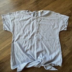 Madewell Button-Back Tie-Front Tee in Blue Stripe